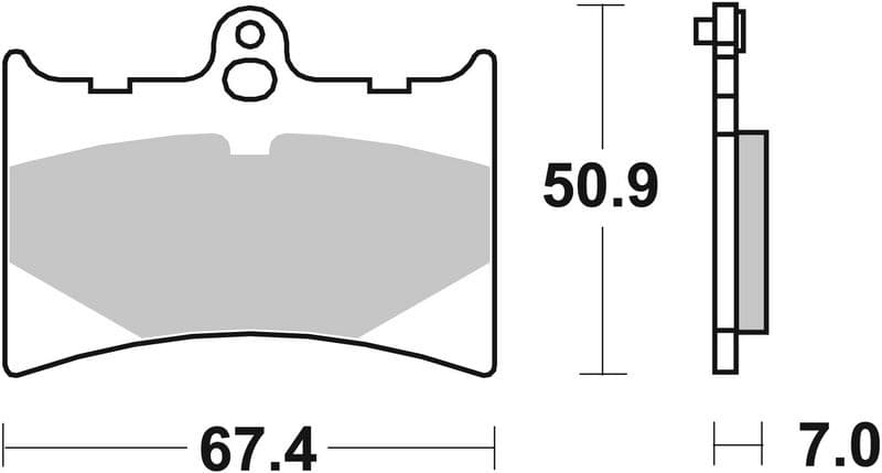Brake pads Achter/Voor, beoogd gebruik: route, materiaal: keramisch / koolstof-5, 50,9x67,4x7mm past: ALFER GR, MC  APRILIA AF1, RS  ATK 250, 406, 604, CROSS, ENDURO  BENELLI 125 50-1000 1986-2006