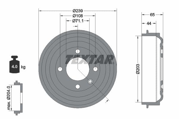 Brake drum Achter past: CITROEN AMI  FIAT TOPOLINO  OPEL CORSA F, ROCKS-E  PEUGEOT 208 II 1.2-Electric 06.19-