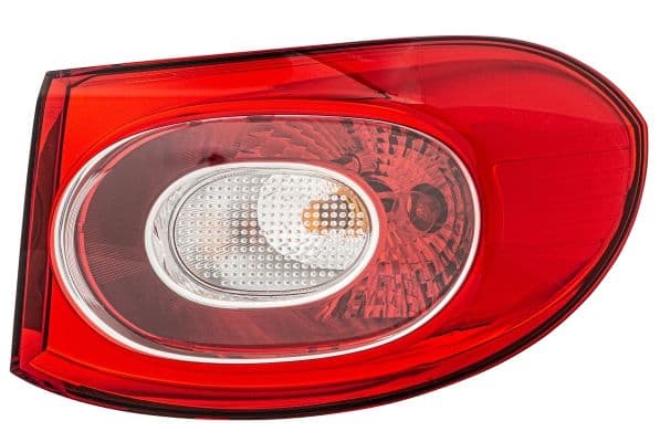 Achterlicht Rechts (extern, P21W/WY21W, kleur indicator wit, kleur van het glas red/wit, anti-fog licht, achteruitrijlicht) past: VW TIGUAN I 09.07-04.11