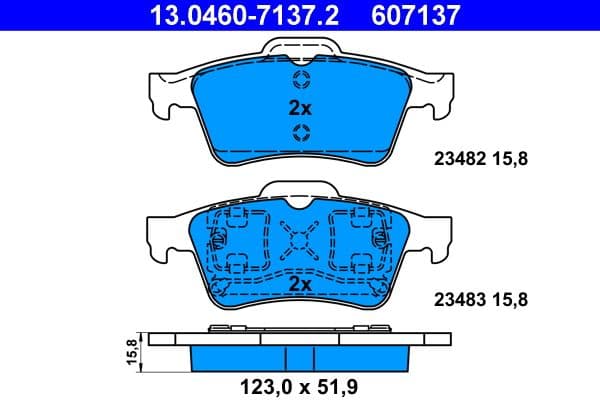 Remblokken set Achter , past: FORD TOURNEO CONNECT, TRANSIT CONNECT  NISSAN PRIMERA  RENAULT ESPACE IV, LAGUNA II, MEGANE II, VEL SATIS 1.4-3.5 03.01-