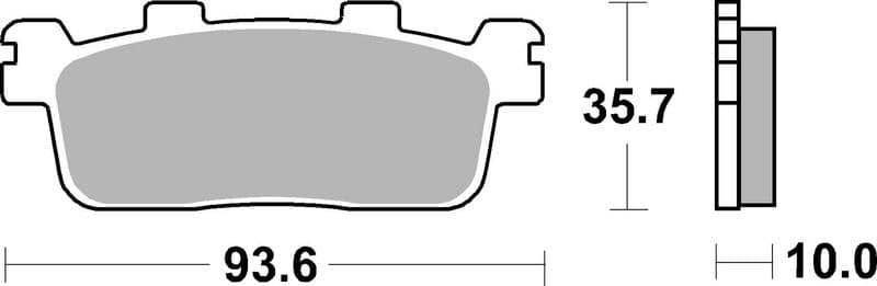 Brake pads Achter, beoogd gebruik: scooters, materiaal: keramisch / koolstof-CC, 35,7x93,6x10mm past: KYMCO GRAND DINK, K-XCTI, PEOPLE, XCITING, X-TOWN  PEUGEOT XP 125-400 2004-2023