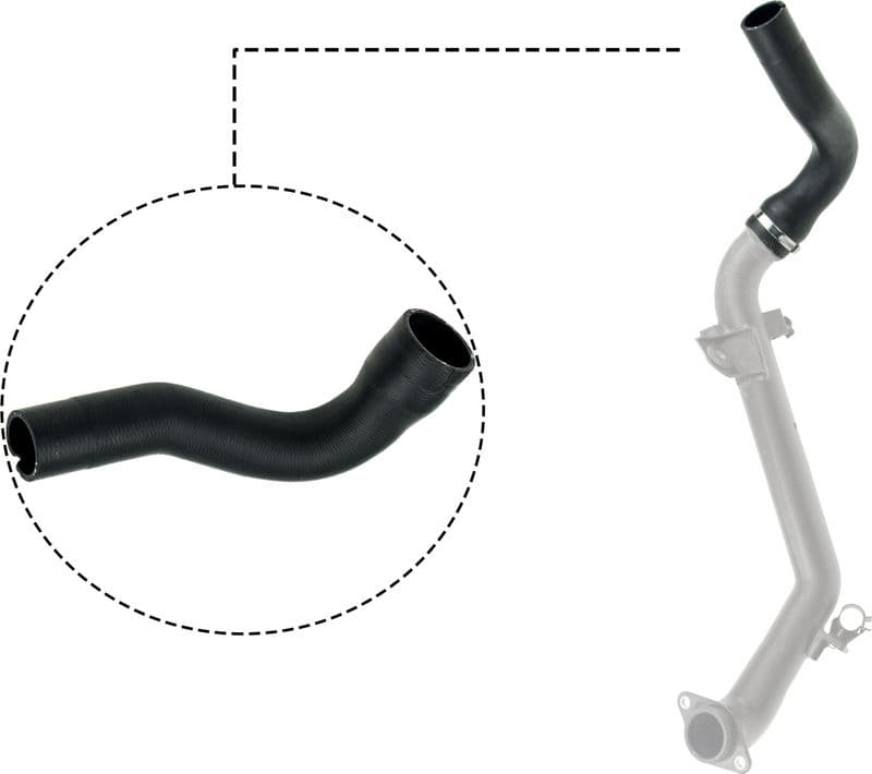 Intercooler slang (diameter 34,5/45mm, lengte 303mm, zwart) past: FIAT 500, 500 C  LANCIA YPSILON 1.3D 09.09-