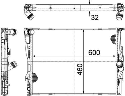 Motorradiator (handmatig) past: BMW 1 (E81), 1 (E82), 1 (E87), 1 (E88), 3 (E90), 3 (E91), 3 (E92), 3 (E93), X1 (E84), Z4 (E89) 1.6-3.0 06.04-06.15