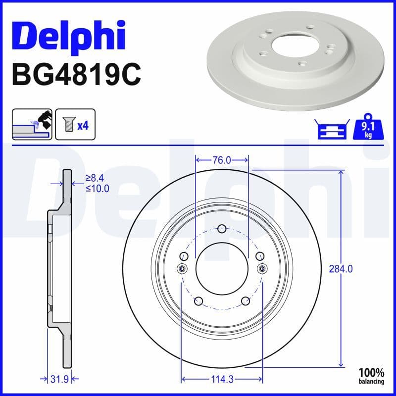 Remschijf set (2 stuks) Achter Links/Rechts past: HYUNDAI CRETA, GRANDEUR, I30, IONIQ, KONA, SONATA VII  KIA CADENZA I, CEED, NIRO, NIRO I, OPTIMA, PROCEED, SOUL II, XCEED 1.0-Electric 01.10-