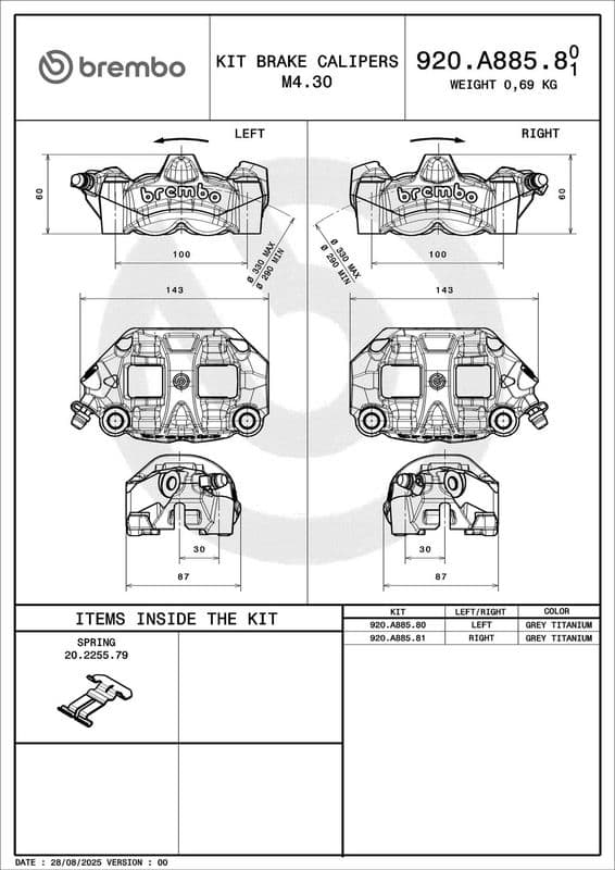 Remklauw Voor Rechts past: APRILIA RSV, TUONO  DUCATI MONSTER, MULTISTRADA, PANIGALE, XDIAVEL  KTM DUKE, SMR, SUPER DUKE  MV AGUSTA F4  TRIUMPH SCRAMBLER, THRUXTON 450-1299 2010-2022