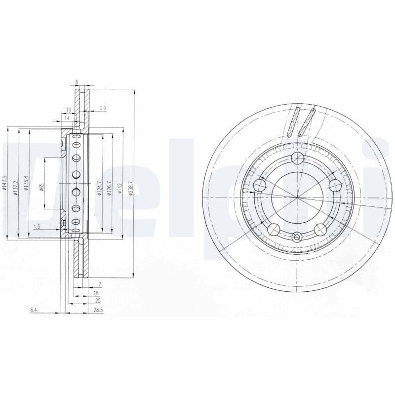 Remschijf set (2 stuks) Voor Links/Rechts past: AUDI A3  SEAT CORDOBA, IBIZA III, IBIZA IV, LEON, TOLEDO II  SKODA FABIA I, FABIA I PRAKTIK, FABIA II, FABIA III, OCTAVIA I 1.0-2.8 09.96-10.21