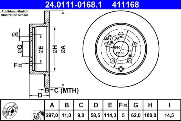 Brake disc Achter Links/Rechts past: TOYOTA VERSO 1.6-2.2D 04.09-08.18