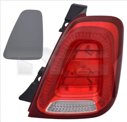 Achterlicht Rechts (P21/5W/P21W, kleur indicator wit, kleur van het glas red) past: FIAT 500 C 08.15-