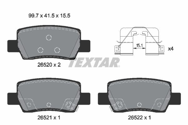 Remblokken set Achter (met extra's), past: HYUNDAI ELANTRA VII, KONA  KIA EV3 1.0-Electric 03.20-