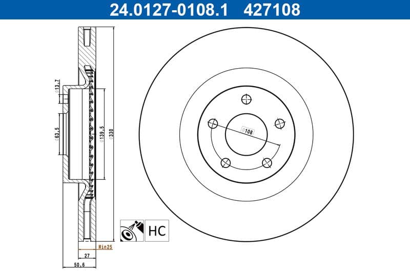 Brake disc Voor Links/Rechts past: FORD FOCUS IV, KUGA III 2.0D-2.5H 04.19-