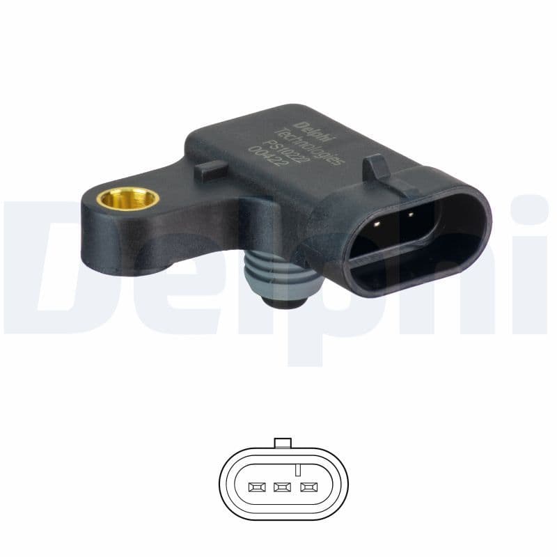 Druksensor in het inlaatspruitstuk (3 pin) past: CHEVROLET AVEO / KALOS, CRUZE, EPICA, LACETTI, NUBIRA, REZZO  DAEWOO LACETTI, LANOS, LEGANZA, NUBIRA, TACUMA / REZZO 1.4-2.0D 02.97-