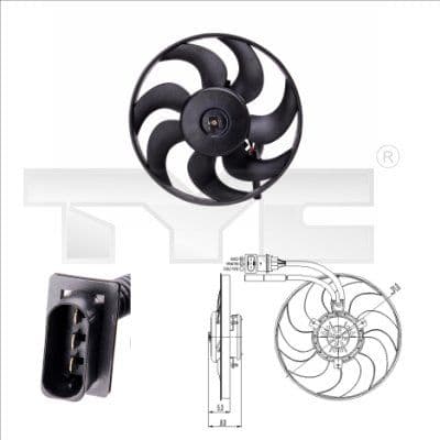 Radiatorventilator past: SEAT CORDOBA, CORDOBA VARIO, IBIZA II, INCA  VW CADDY II, POLO, POLO III, POLO III CLASSIC 1.0-1.9D 02.93-01.04