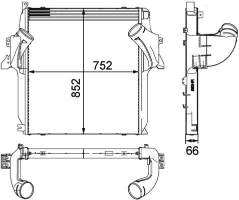 Toevoerluchtkoeler past: MERCEDES ACTROS, ACTROS MP2 / MP3 OM541.920-OM542.969 04.96-