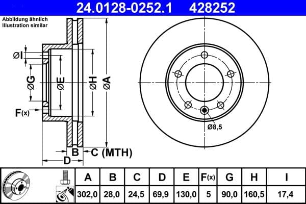 Brake disc Voor Links/Rechts past: NISSAN INTERSTAR, NV400  OPEL MOVANO B  RENAULT MASTER III, MASTER IV 2.0D/2.3D/Electric 02.10-