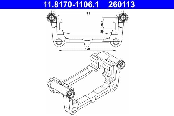 Remklauw juk Achter Links/Rechts past: CHEVROLET CRUZE, ORLANDO, TRAX, VOLT  OPEL AMPERA, ASTRA J, ASTRA J GTC, CASCADA, ZAFIRA C 1.3D-2.0D 05.09-