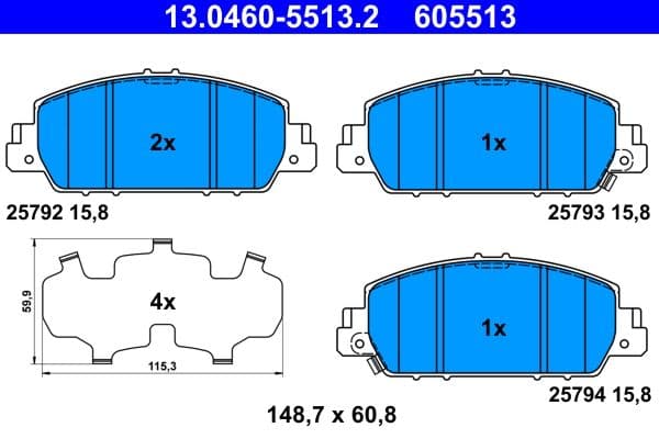 Remblokken set Voor , past: HONDA ACCORD IX, HR-V 1.5-3.5 09.12-