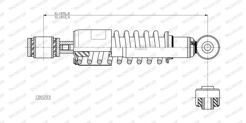 Schokdemper bestuurderscabine Voor Links/Rechts past: MERCEDES ACTROS MP4 / MP5, ANTOS, AROCS 07.11-