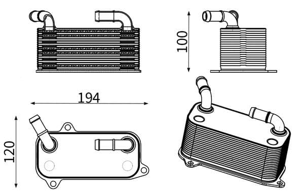 Olie radiator past: VW CALIFORNIA T5 CAMPER, CALIFORNIA T6 CAMPER, MULTIVAN T5, MULTIVAN T6, TRANSPORTER T5, TRANSPORTER T6, TRANSPORTER T6 / CARAVELLE T6 2.0/2.0D 09.09-08.24