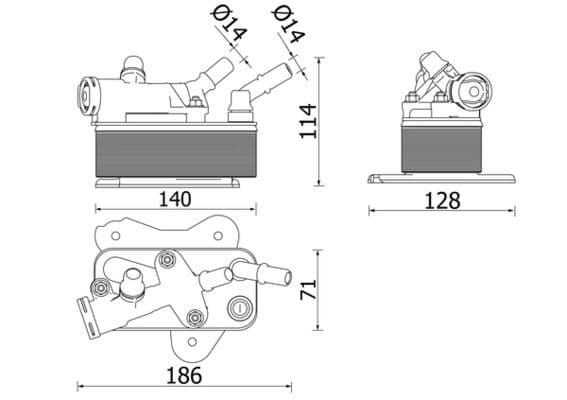 Olie radiator past: BMW 3 (E90), 3 (E91), 3 (E92), 3 (E93), 5 (F10), 5 (F11), 5 GRAN TURISMO (F07), 7 (F01, F02, F03, F04), X5 (E70), X6 (E71, E72) 3.0D 02.08-02.17
