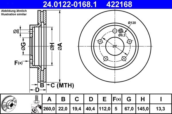 Brake disc Voor Links/Rechts past: MERCEDES A (W168) 1.4-1.9 07.97-08.04