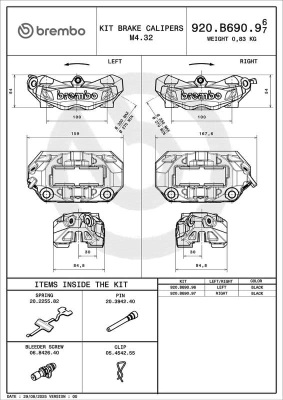 Remklauw Voor Rechts past: APRILIA ETV, TUONO  BMW F, R, R NINET  DUCATI HYPERMOTARD, HYPERSTRADA, MONSTER, PANIGALE  MV AGUSTA RIVALE, STRADALE, TURISMO  TRIUMPH STREET TRIPLE 765-1200 2005-2022