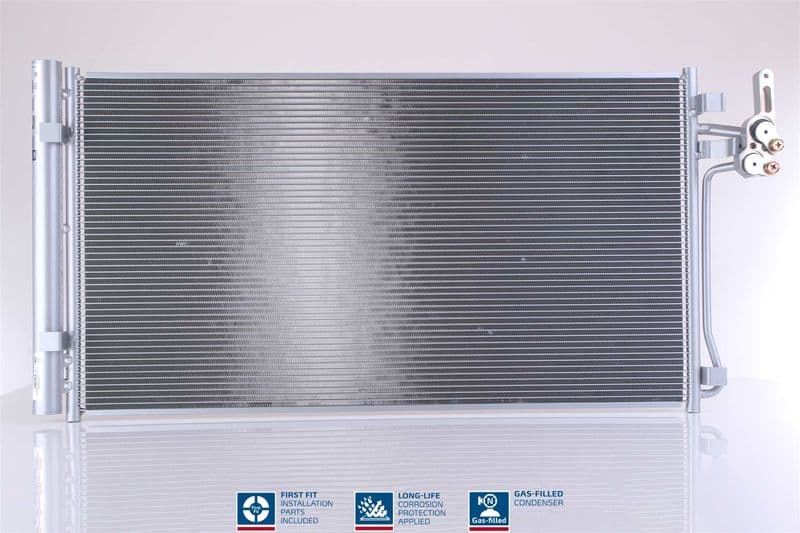 A/C condensator (met droger, (EN) additional fitting elements) past: LAND ROVER DISCOVERY SPORT, RANGE ROVER EVOQUE 2.0-2.0H 06.11-