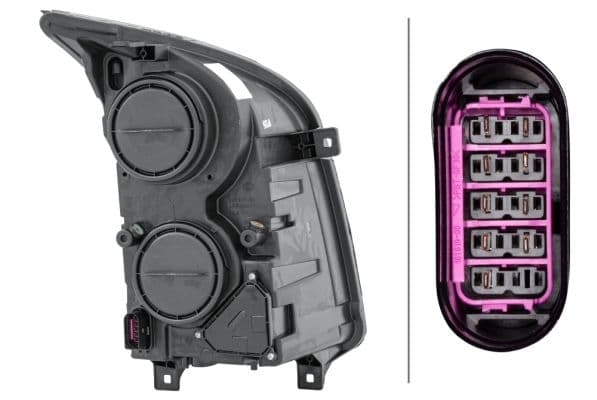 Koplamp Links (halogeen, H7/H7/PY21W/W5W, elektrisch, met motor, kleur indicator: oranje) past: VW CRAFTER 2E 04.06-05.13