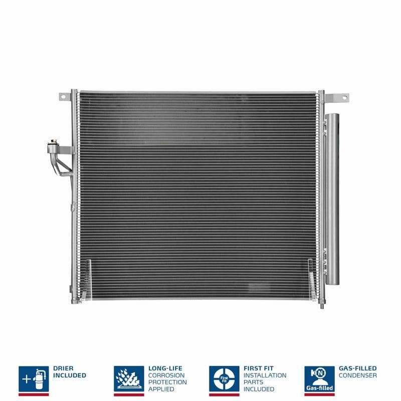 A/C condensator (met droger, (EN) additional fitting elements) past: FORD RANGER 2.2D/2.5/3.2D 04.11-