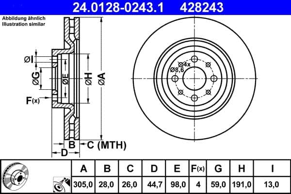 Brake disc Voor Links/Rechts past: LANCIA DELTA III 1.8/1.9D/2.0D 09.08-08.14