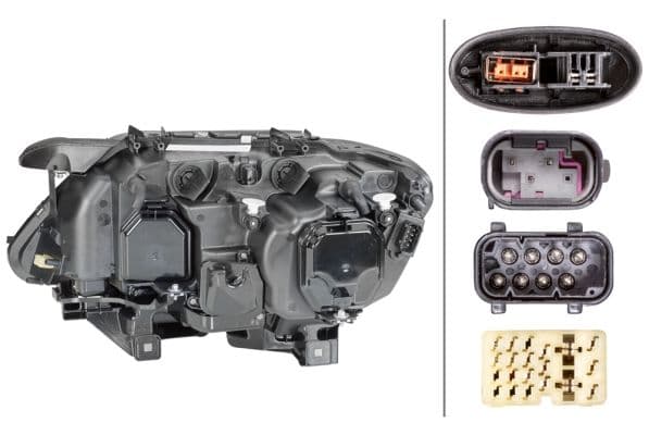 Koplamp Rechts (bi-xenon/halogeen, D1S/H10W/H7/PY21W, elektrisch, met motor, met gloeilamp, kleur indicator: transparant) past: BMW 7 (E65, E66, E67) -12.09