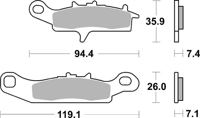 Brake pads Voor, beoogd gebruik: offroad, materiaal: sinter-SX, 26/35,9x94,4x7,1/7,4mm past: KAWASAKI KFX, KVF  SUZUKI LT-V 450/650/700 2002-2014