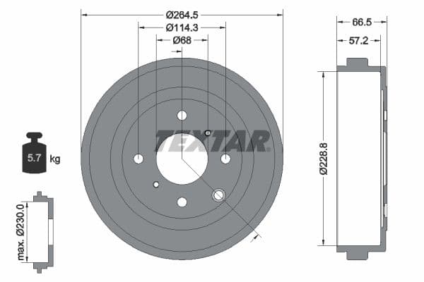 Brake drum Achter past: NISSAN NV200, NV200 / EVALIA 1.5D/1.6 02.10-