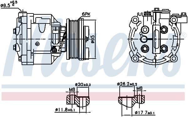 Airconditioning compressor past: CHEVROLET AVEO, TRAX  OPEL ADAM, MOKKA / MOKKA X 1.3D-1.7D 07.11-