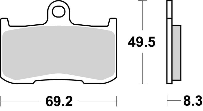 Brake pads Voor, beoogd gebruik: racing/route, materiaal: sinter-SR, 49,5x69,2x8,3mm past: INDIAN CHIEFTAIN, ROADMASTER, SCOUT, SPRINGFIELD  KAWASAKI Z, ZX-9R  SUZUKI GSX, GSX-S 675-1811 2002-2019
