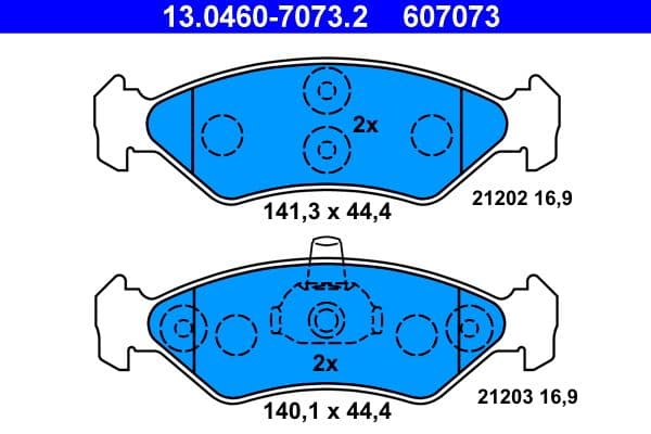 Remblokken set Voor , past: FORD COURIER, FIESTA, FIESTA III, FIESTA IV, KA  MAZDA 121 III 1.0-1.8D 01.89-12.11