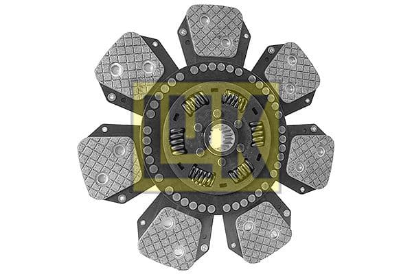 Koppelingsplaat/plaat keramiek (350mm  aantal peddels: 7) past: RENAULT 145-14 RE, 145-14 TA, 145-14 TE, 145-14 TX, 145-54 TA, 145-54 TE, 145-54 TX, 145-54 TZ, 145-14 TX16, 145-14 TZ
