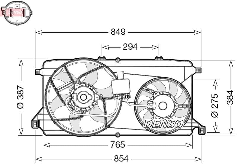 Radiatorventilator (met huisvesting) past: FORD TRANSIT, TRANSIT TOURNEO 2.2D-2.3LPG 04.06-12.14