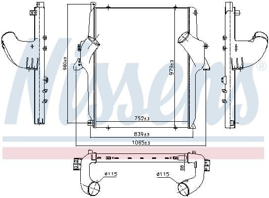 Toevoerluchtkoeler past: MERCEDES ACTROS, ACTROS MP2 / MP3 OM541.920-OM542.969 04.96-