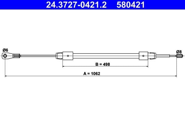 Handremkabel Achter Links (1062mm) past: MERCEDES A (W168) 1.4/1.6/1.7D 07.97-08.04