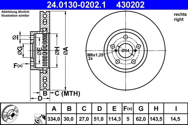 Brake disc Voor Rechts past: LEXUS GS, IS II, IS III, RC 2.0-4.6 04.05-