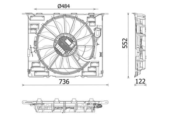 Radiatorventilator past: BMW 5 (G30, F90), 5 (G31), 6 GRAN TURISMO (G32), 7 (G11, G12), 8 (G14, F91), 8 (G15, F92), 8 GRAN COUPE (G16, F93) 2.0-4.4 07.15-