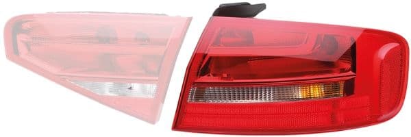 Achterlicht Links (extern, P21W, kleur indicator wit, kleur van het glas red) past: AUDI A4 B8 Saloon 11.11-05.16