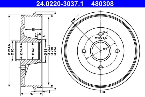 Brake drum Achter past: DACIA LOGAN  RENAULT 19 I CHAMADE, 19 II, 19 II CHAMADE, CLIO II, LOGAN I, MEGANE I, MEGANE I CLASSIC, MEGANE I COACH, SANDERO/STEPWAY I, THALIA I, THALIA II 1.0-2.0 08.88-