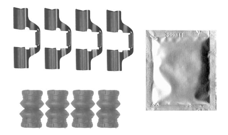 Remblok montagekit achter past: RENAULT CLIO III, GRAND SCENIC II, GRAND SCENIC III, GRAND SCENIC IV, MEGANE II, MEGANE IV, SCENIC II, SCENIC III, SCENIC IV  TOYOTA AVENSIS 1.2-2.0D 08.99-