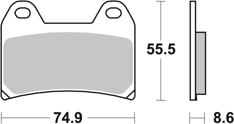 Brake pads Voor, beoogd gebruik: racing, materiaal: keramisch / koolstof-RC, 55,5x75,1x8,6mm past: APRILIA PEGASO, RS, RST, RSV, SL  BENELLI 666, TNT, TORNADO, TREK  BMW F, G 125-1200 1995-2013