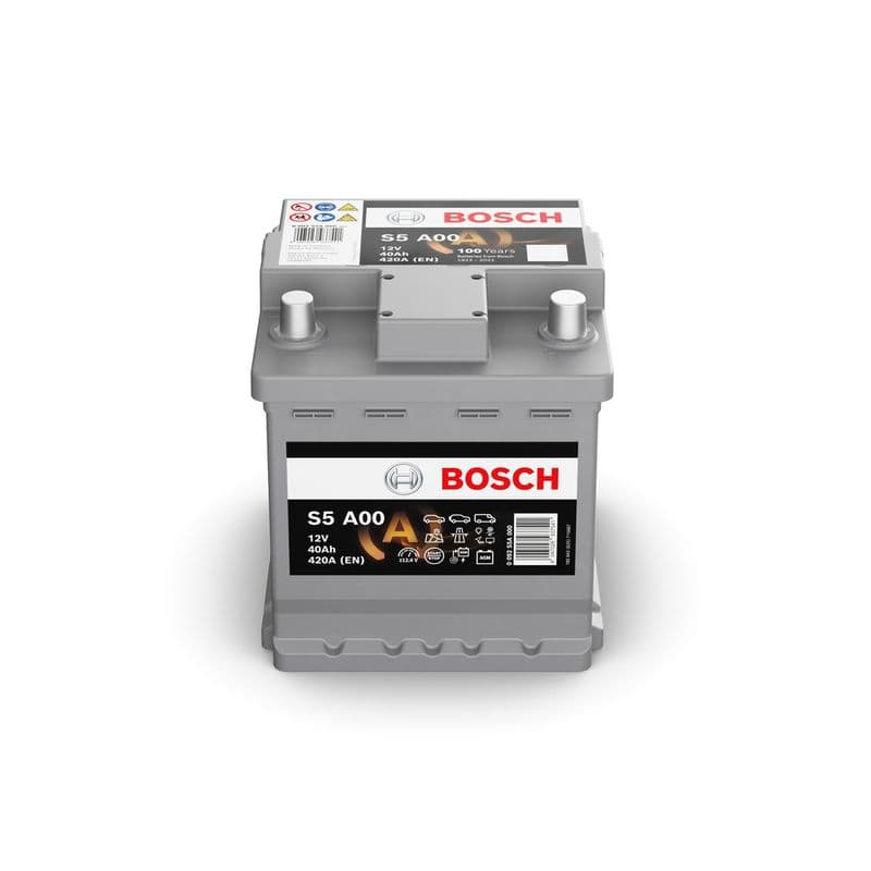 Batterij BOSCH 12V 40Ah/420A AGM  (EN) S5 (R+ standaard terminal) 175x175x190 B13 - montageflens 10,5 mm (beginnen)