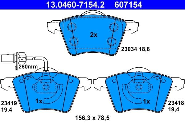Remblokken set Voor , past: FORD GALAXY I  SEAT ALHAMBRA  VW SHARAN 1.9D-2.8 03.95-03.10