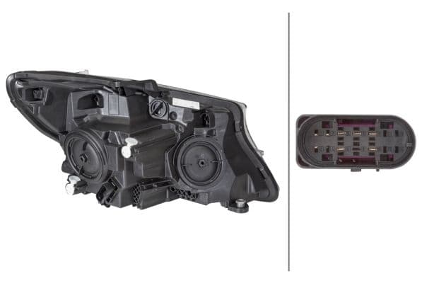 Koplamp Links (H15/H7/PY21W, met motor, met gloeilamp, kleur invoegen: zwart, kleur indicator: transparant) past: MERCEDES VITO / KLASA V W447 03.14-06.19