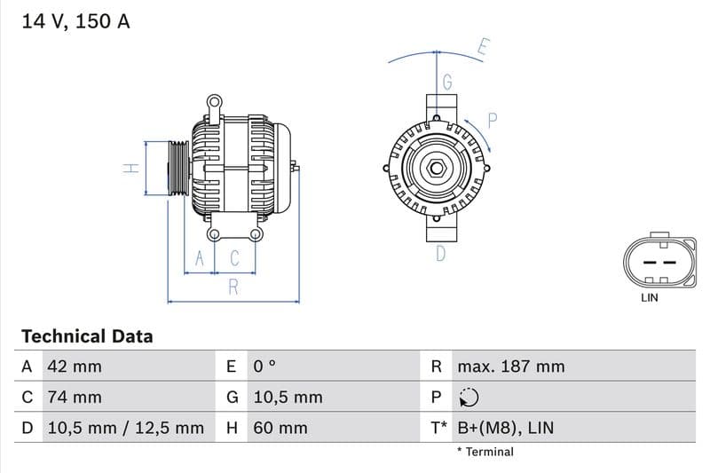 Dynamo (14V, 150A, gereviseerd) past: FORD RANGER, TRANSIT, TRANSIT V363 2.0D-3.2D 04.11-