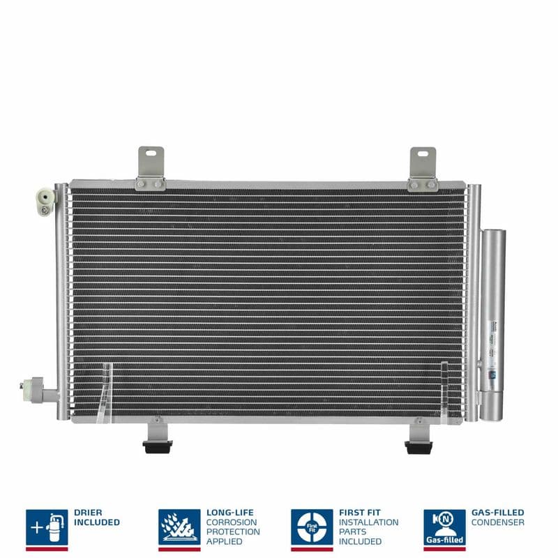 A/C condensator (met droger, (EN) additional fitting elements) past: FIAT SEDICI  SUZUKI SX4 1.5-1.9D 06.06-